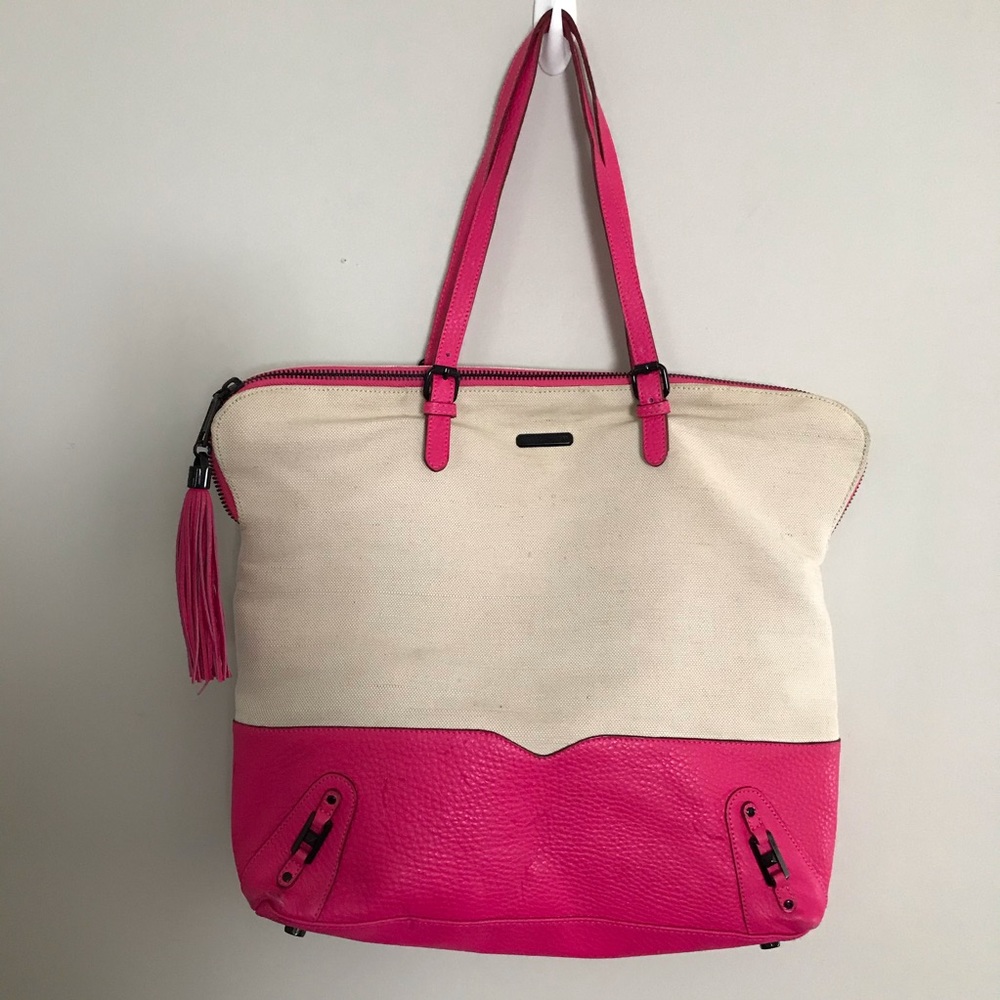REBECCA MINKOFF | canvas & leather tote